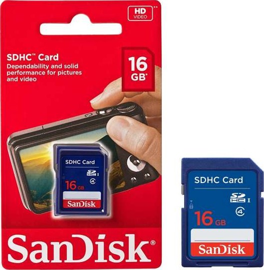 بطاقة تخزين حجم 16 جيجا بايت SDHC ( سانديسك ) 