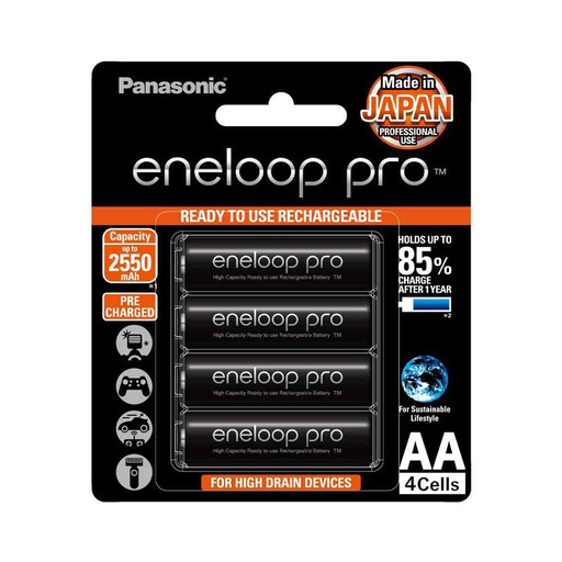 Panasonic Eneloop Pro 4 AA 2550mah Ni-MH Rechargeable Batteries